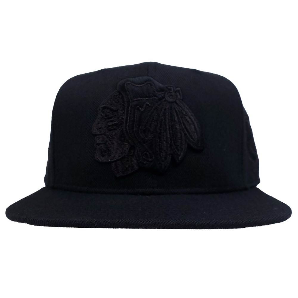 Chicago Blackhawks Mitchell & Ness NHL Snapback Hat Cap 3D Logo Black Tonal New
